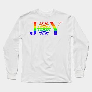 JOY - Rainbow Snowflake - on White Long Sleeve T-Shirt